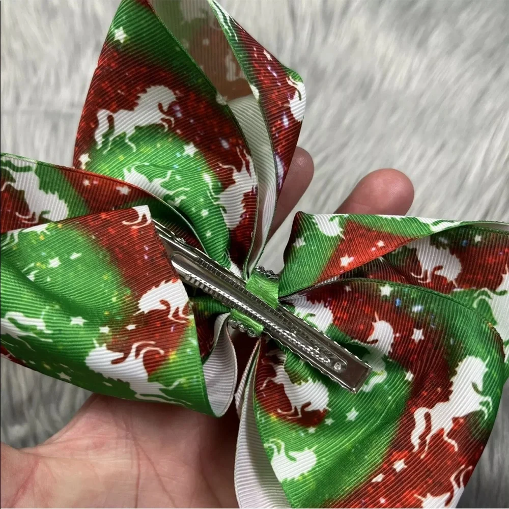 Jojo Siwa Christmas Holiday Red Green Unicorn Jewel Bow